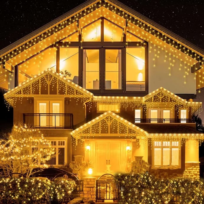 Instalatie pentru Craciun - Franjuri, cu LED-uri Tip Turturi, 12 metri
