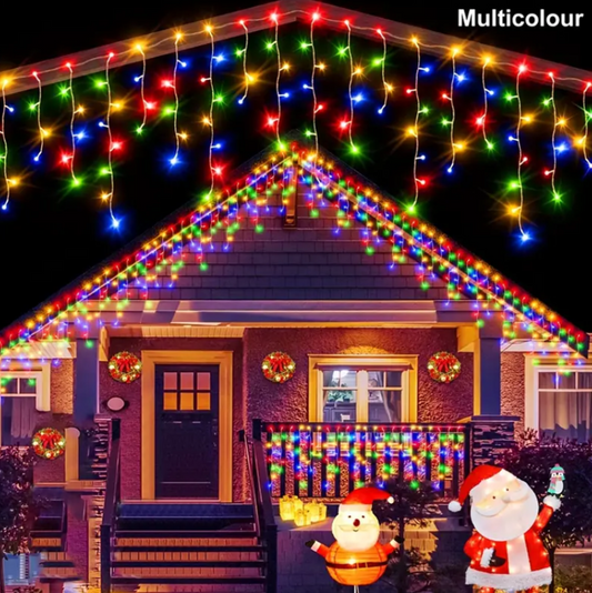 Instalatie pentru Craciun - Franjuri, cu LED-uri Tip Turturi, 12 metri