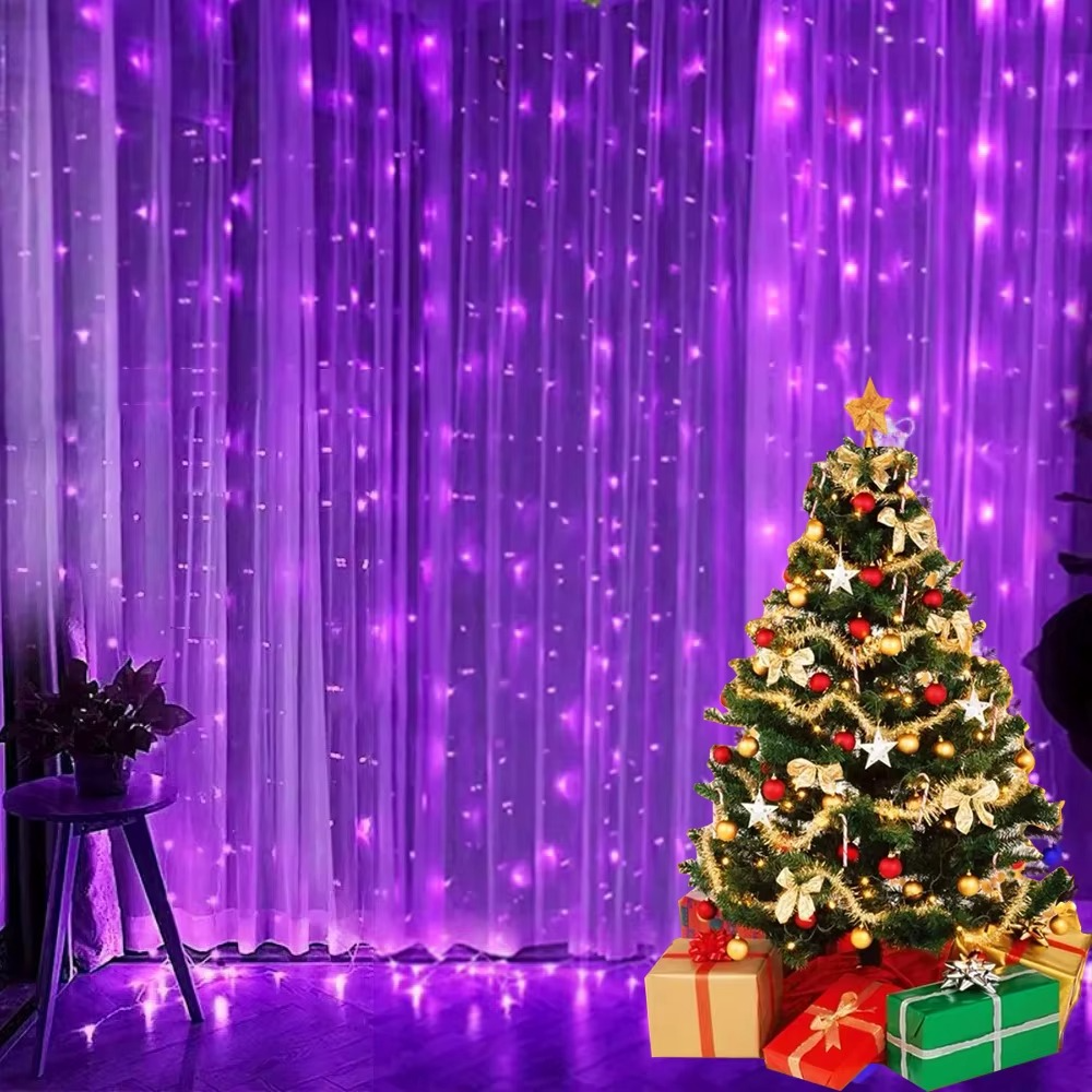 „Perdea de Lumină LED 3x3m – 300 LED-uri, 8 Moduri de Iluminare - diverse culori