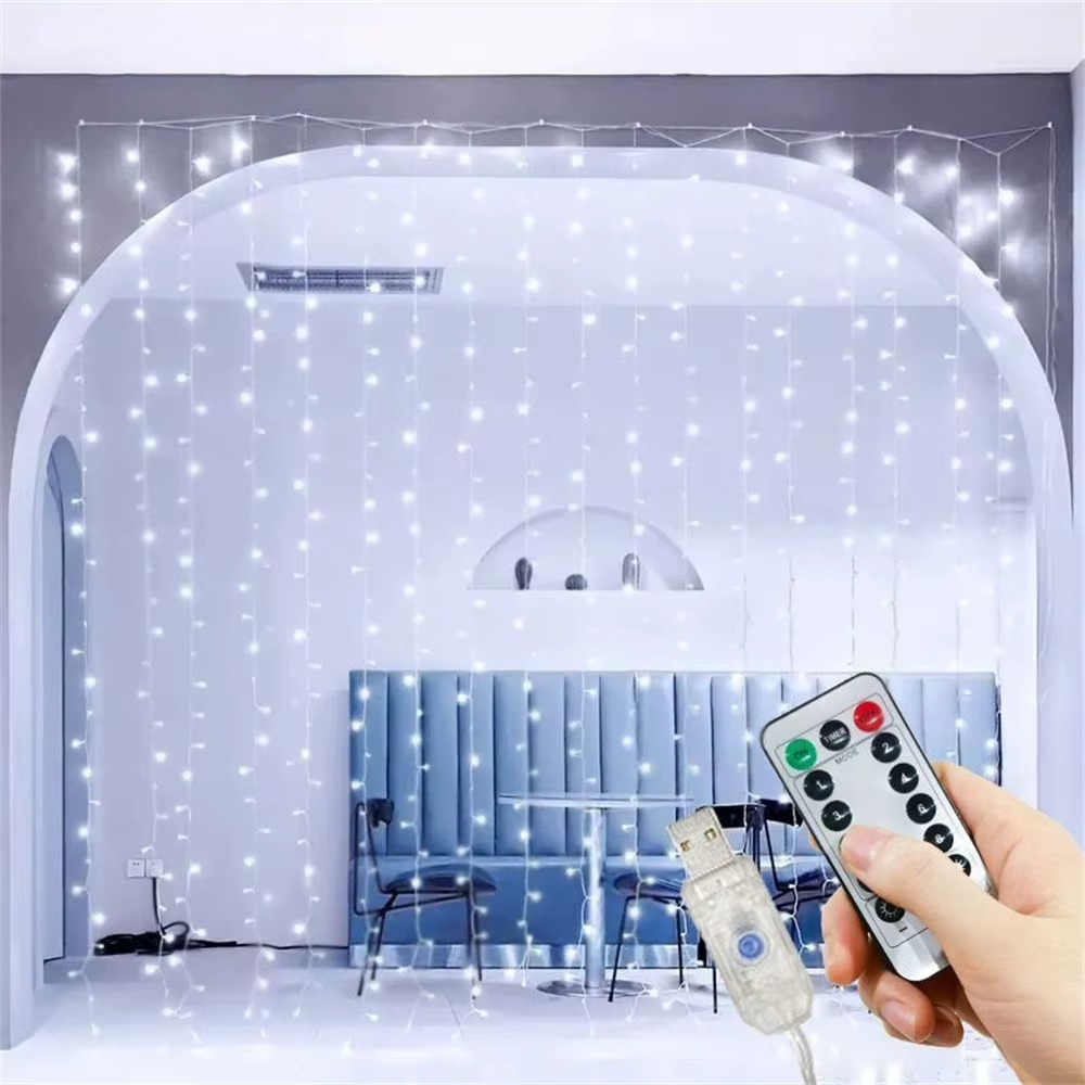 „Perdea de Lumină LED 3x3m – 300 LED-uri, 8 Moduri de Iluminare - diverse culori