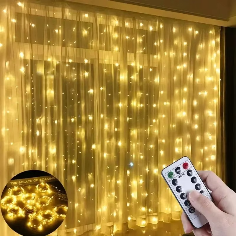 „Perdea de Lumină LED 3x3m – 300 LED-uri, 8 Moduri de Iluminare - diverse culori