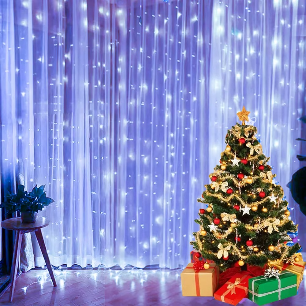 „Perdea de Lumină LED 3x3m – 300 LED-uri, 8 Moduri de Iluminare - diverse culori