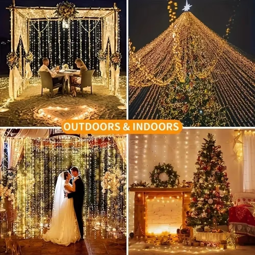 „Perdea de Lumină LED 3x3m – 300 LED-uri, 8 Moduri de Iluminare - diverse culori