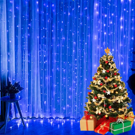 Perdea de Lumină LED 3x3m – 300 LED-uri, 8 Moduri de Iluminare - Albastru